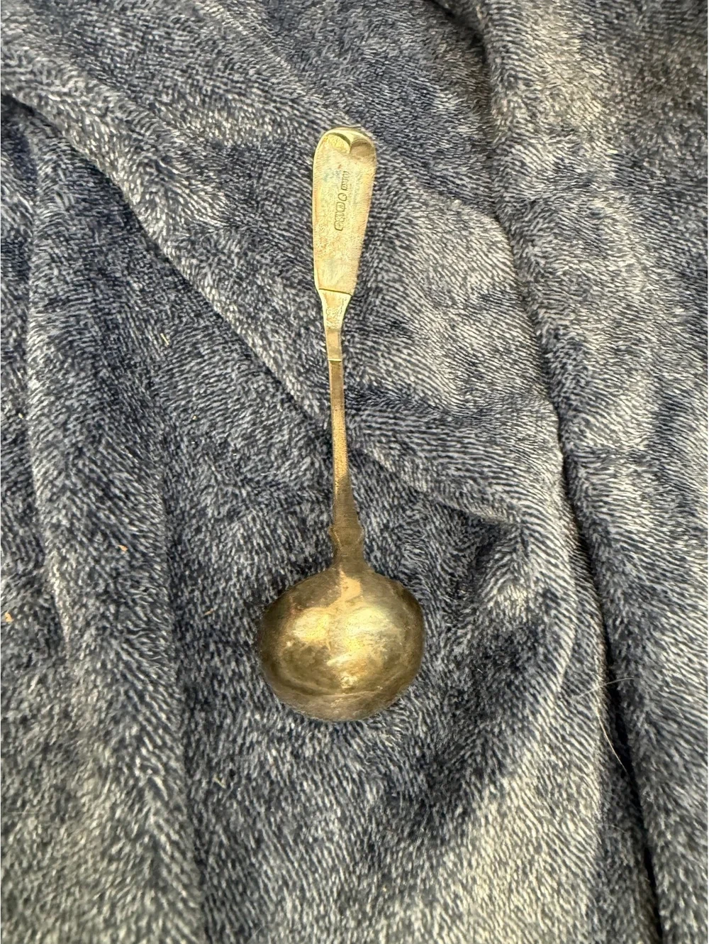 Vintage Oswestry Silver Ladle Spoon with Hallmarks and Crest